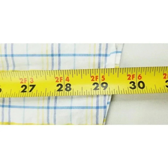 Zegna Sport Size Medium Regular Fit Men's White Blue Yellow Check Cotton Shirt - Picture 8 of 10